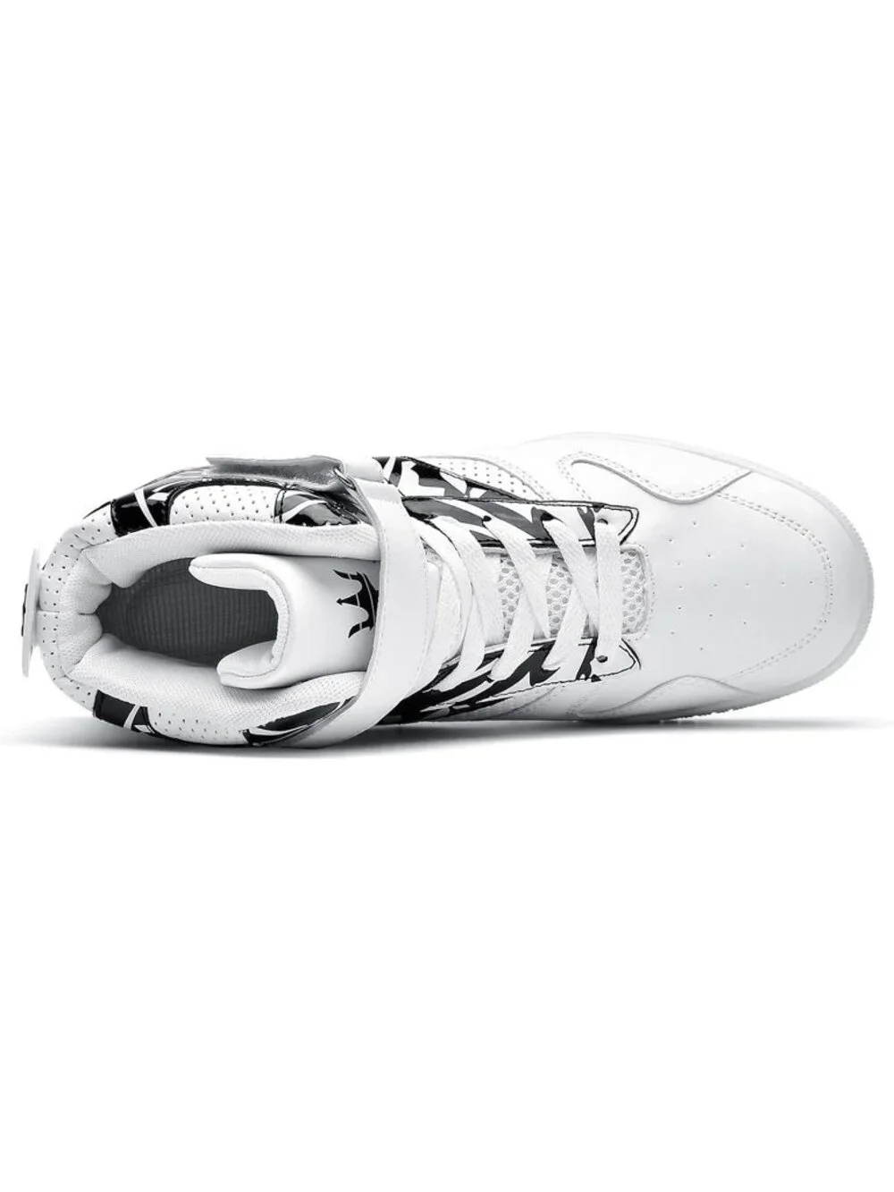 Womens White Black Tennis Shoes Casual Lace Up High Top Athletic Running Sneaker